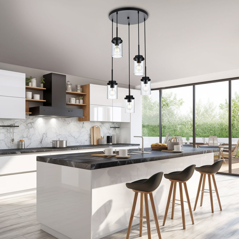 Ashvir 5 - Light Kitchen Island Pendant, Matte Black