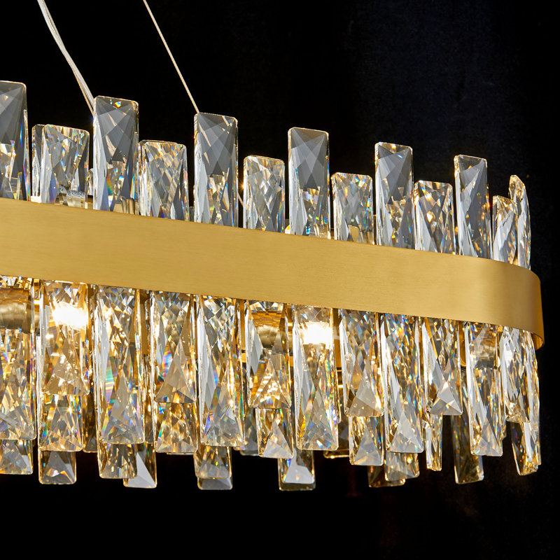 Dimmable Modern Square / Rectangle Crystals Chandelier, Gold