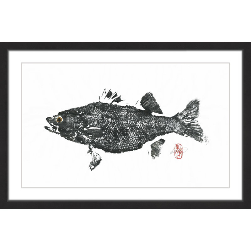 « stripeed bass », reproduction d’art encadrée, H 24 po x l 36 po x P 1,5 po