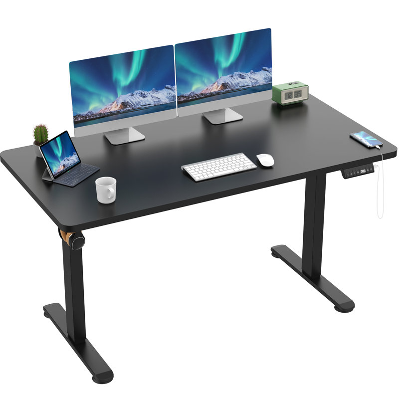 Dionysius Electric Height Adjustable Standing Desk, 140cm x 70cm, Black, All Black