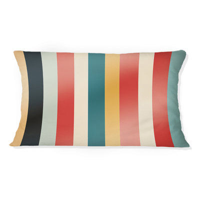 Coussin en polyester rayé Mid-Century à rayures pastel III