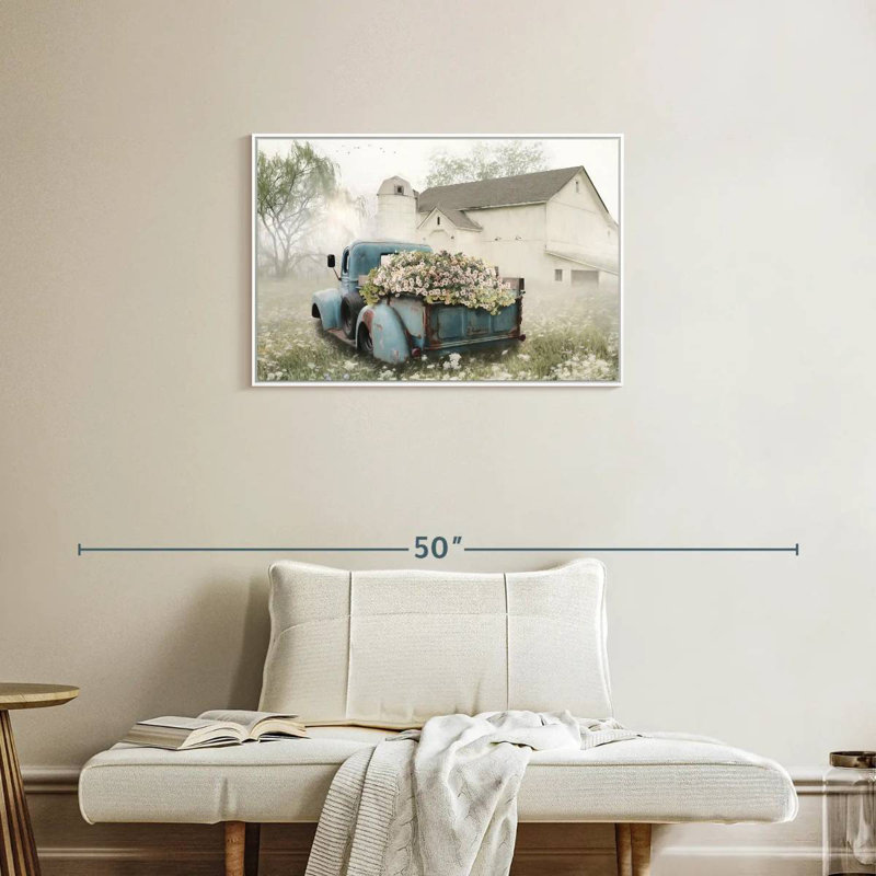 Pleine de fleurs, 31 po x 21 po, Cadre flottant blanc