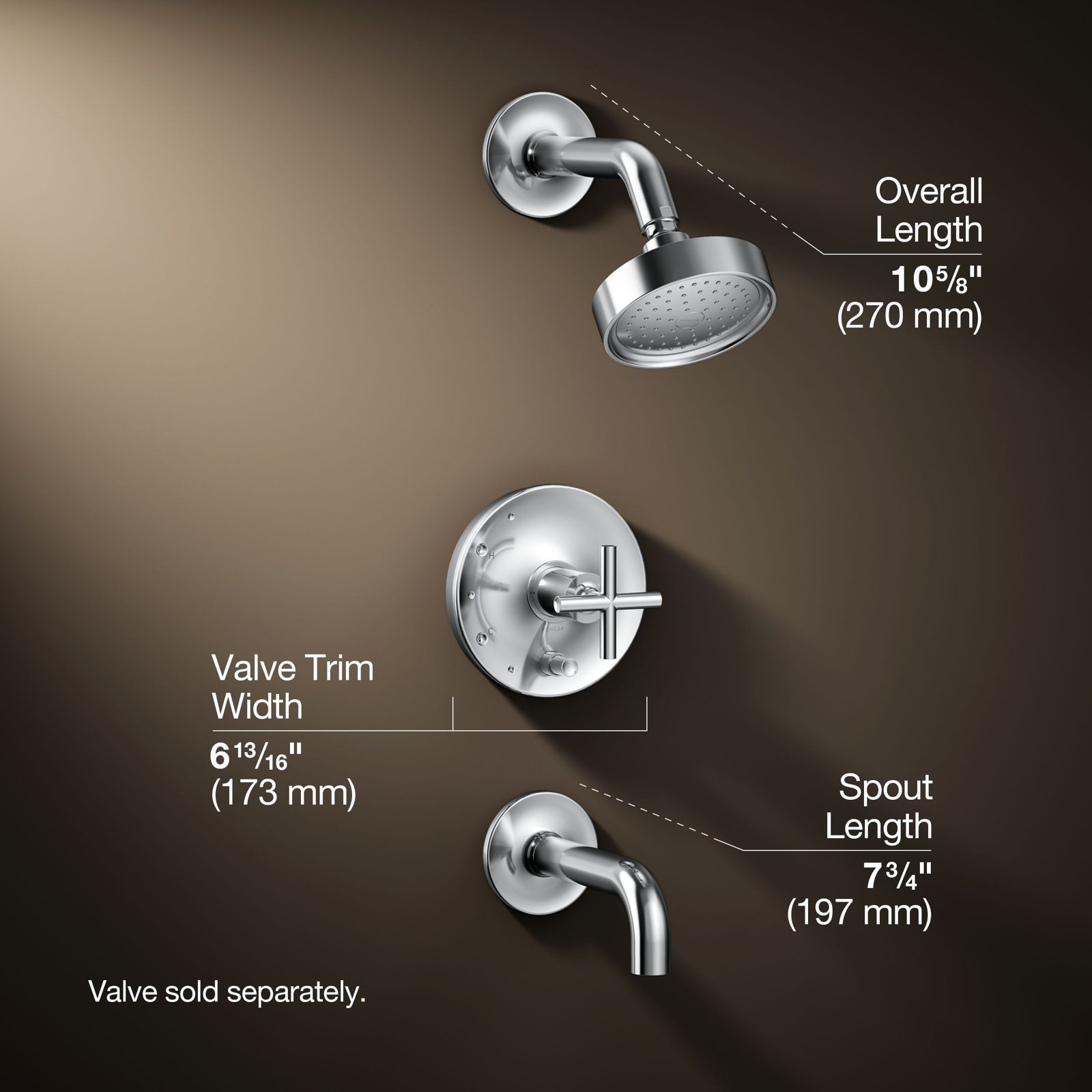 Purist Rite-Temp Tub and Shower Faucet, Polished Chrome, Scroll Handle