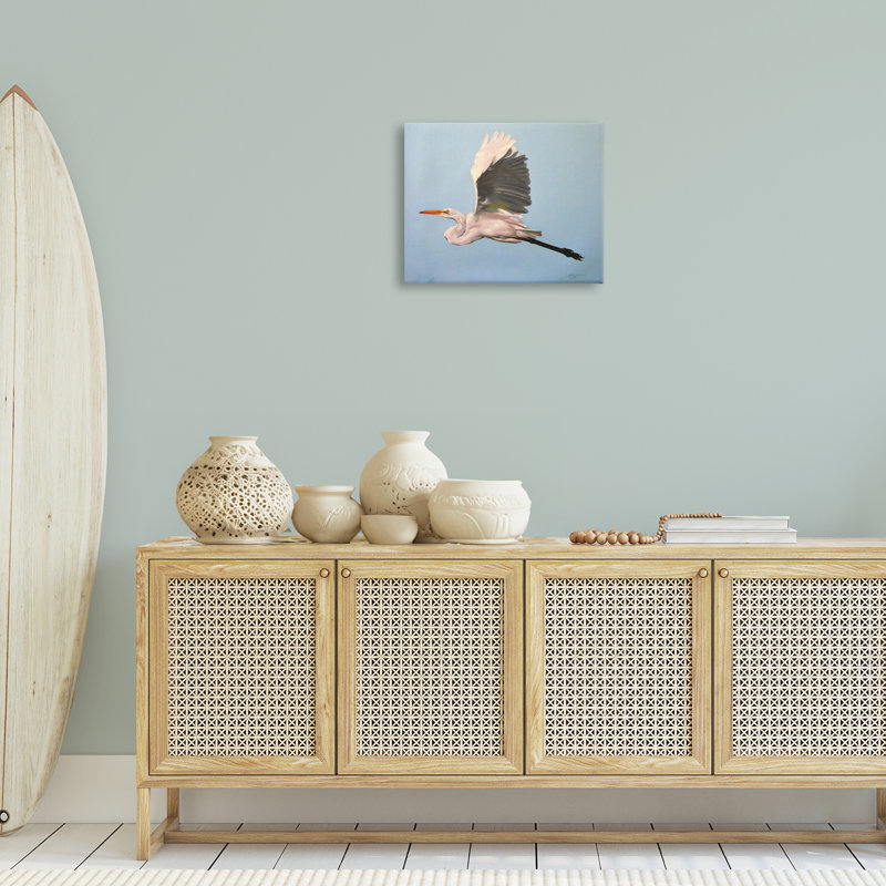 «Graceful Egret Flying Canvas» par D. Rust, H 30 po x l 40 po