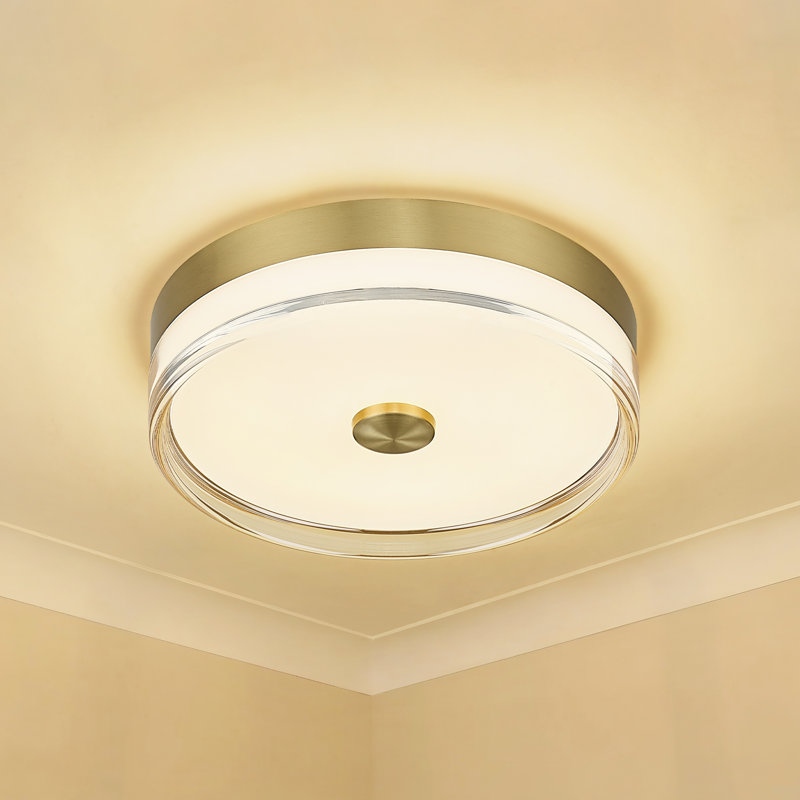 11.8 Inch Dimmable LED Flush Mount 5 Colors Temperatures Switch, Gold