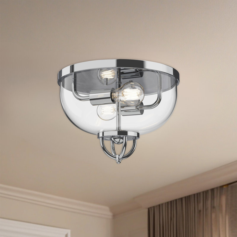 Plafonnier encastré en verre Alwaleed, Chrome