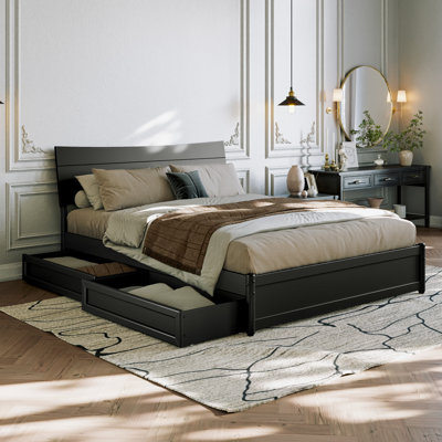 Harlowe Wood Platform Bed with Storage Drawers