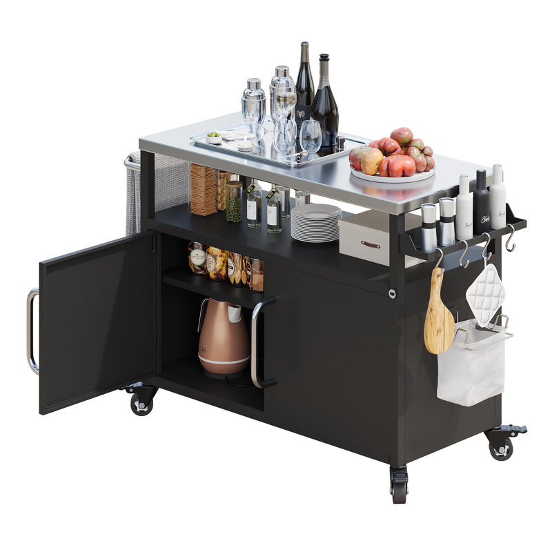 Îlot de cuisine extérieur 54,5 po avec plateau en acier inoxydable