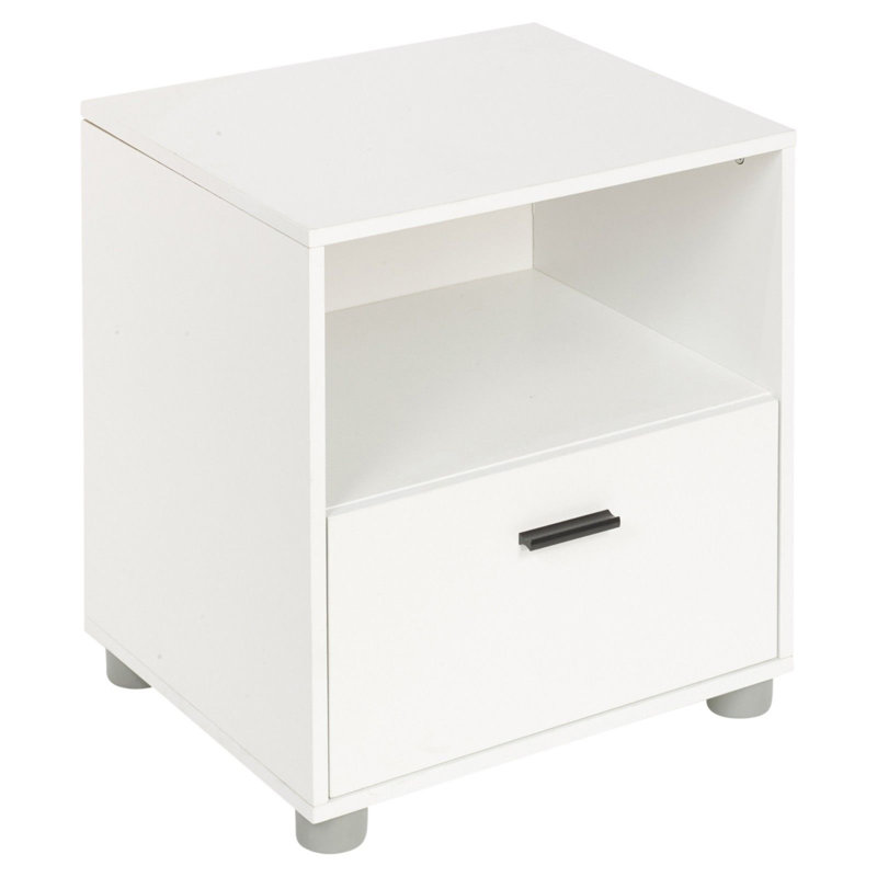 Lashley 40cm W Solid + Manufactured Wood Bedside Table, White