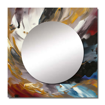 Smooth Bliss Abstract Gold Black Blue II - Abstract Square Living Room Wall Mirror Art