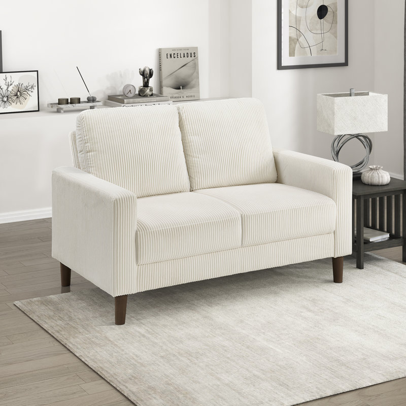 Yancheva 54.5" Square Arms Corduroy Loveseat, Beige, 36.5" H x 54.5" W x 34" D
