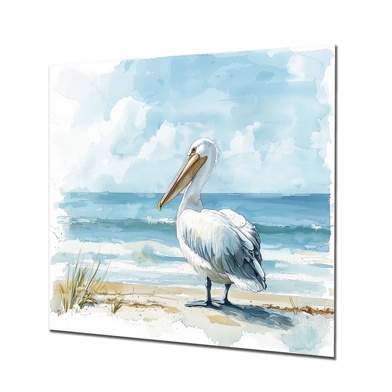 Grand pélican Guardian Of The Shore II - Heron, art mural en métal, H 16 po x l 16 po
