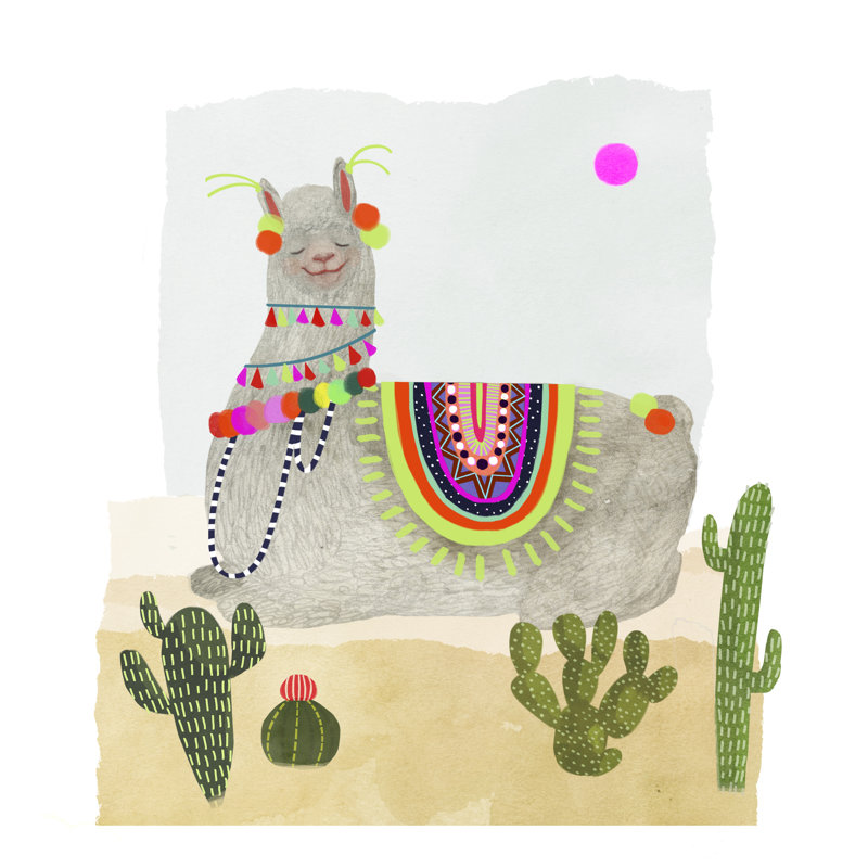 Llamarama IV by Victoria Borges - Wrapped Canvas Print, 122cm H x 122cm W