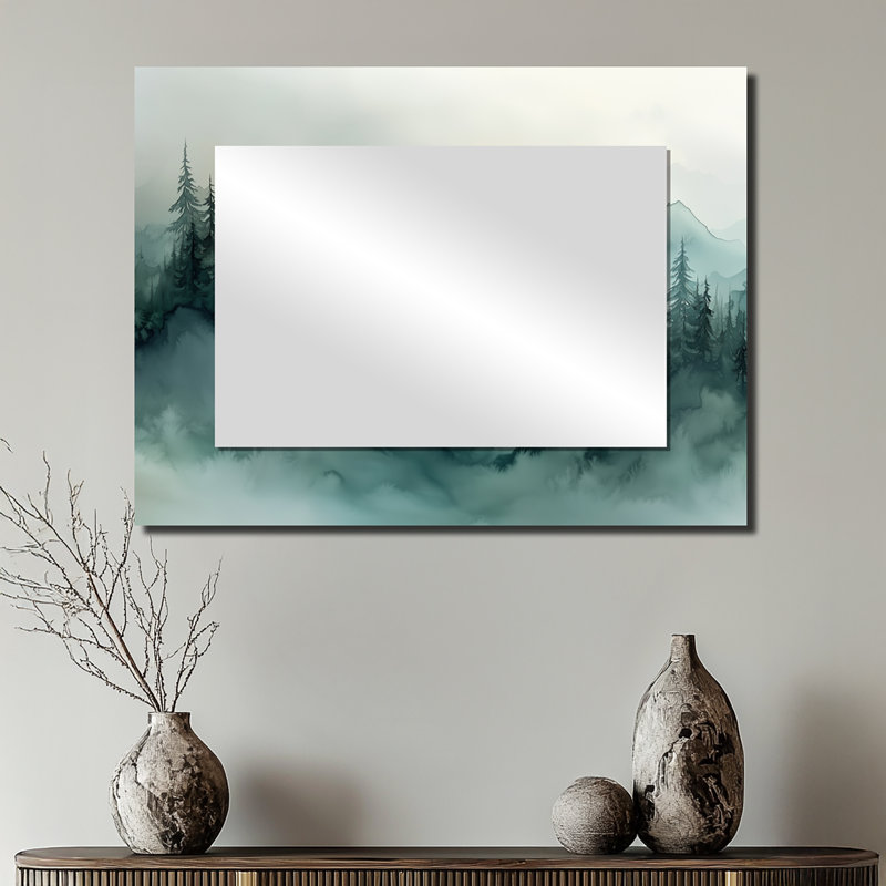 «Fading Light Gradient Forest Landscape II», art mural miroir de montagnes - imprimé sur métal, 24 po x 32 po