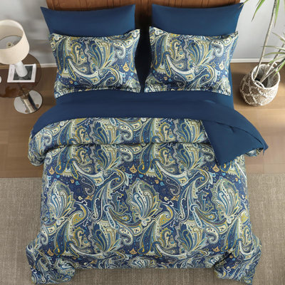7 Pieces Boho Paisley Comforter Set Reversible Soft Lightweight Microfiber All Season Bedding Set