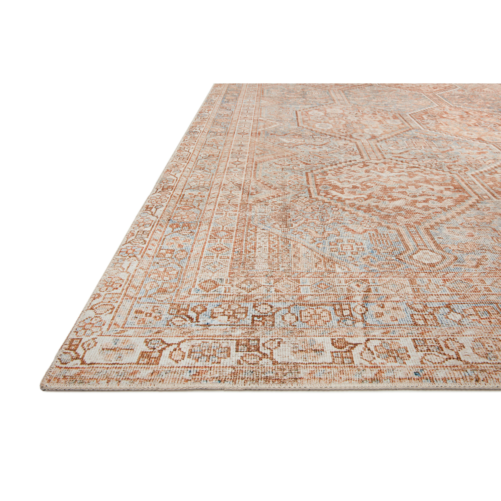 Chris Loves Julia x Loloi Jules Geometric Tangerine/Mist Area Rug, Square 1'6"