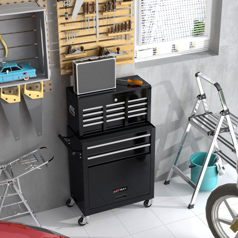 Coffre à outils roulant à grande capacité avec roulettes et tiroirs, armoire de rangement pour outils à 8 tiroirs