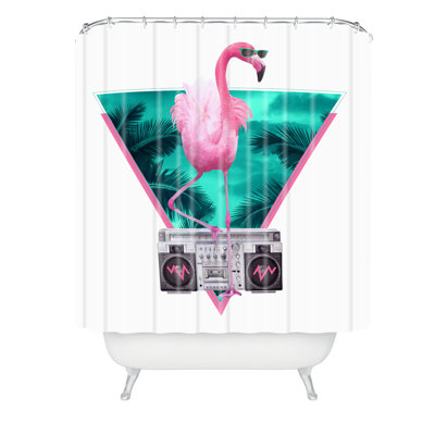 Rideau de douche simple farkas miami flamant rose robert