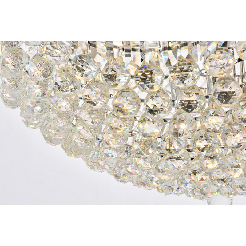 Lustre unique à niveaux 36 lumières avec accents de cristal Eustacio, Chrome