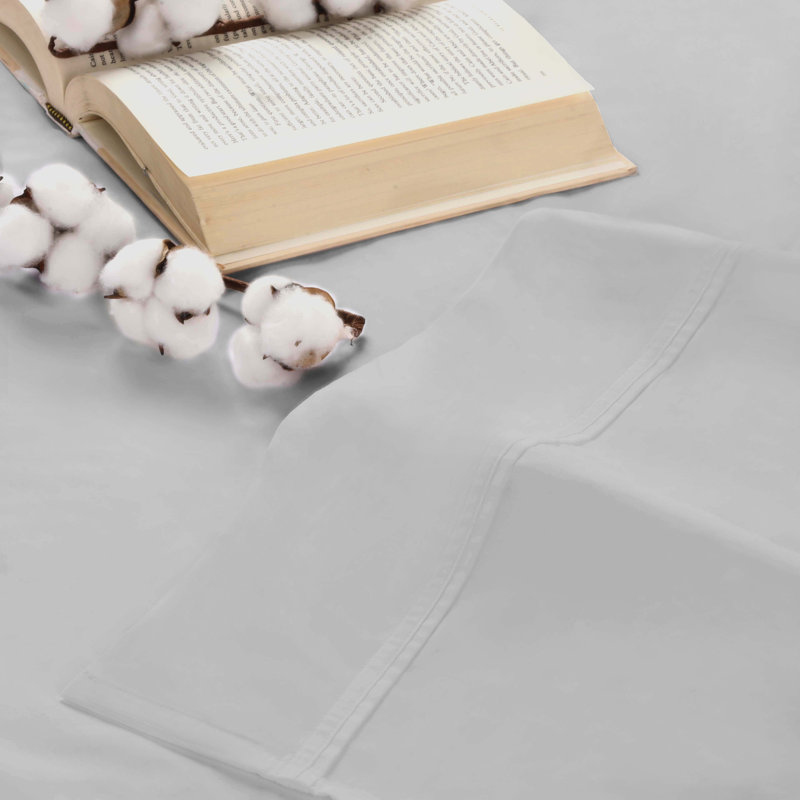 Silver Organic Cotton Percale Standard Pillowcases with Decorative Buttons