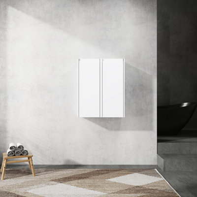 Armoire latérale de salle de bain 12 po, 2 portes à fermeture en douceur, fixation murale, blanc, grande capacité de rangement intérieur