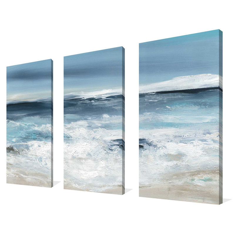 Long Beach - Ensemble de 3 peintures sur toile tendue, H 24 po x l 36 po x P 0,75 po