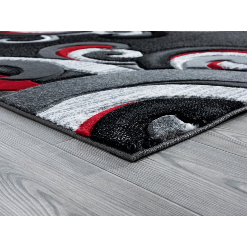 Tapis rouge / gris à motif cachemire Zabala, Rectangle 1 pi 10 po x 2 pi 8 po