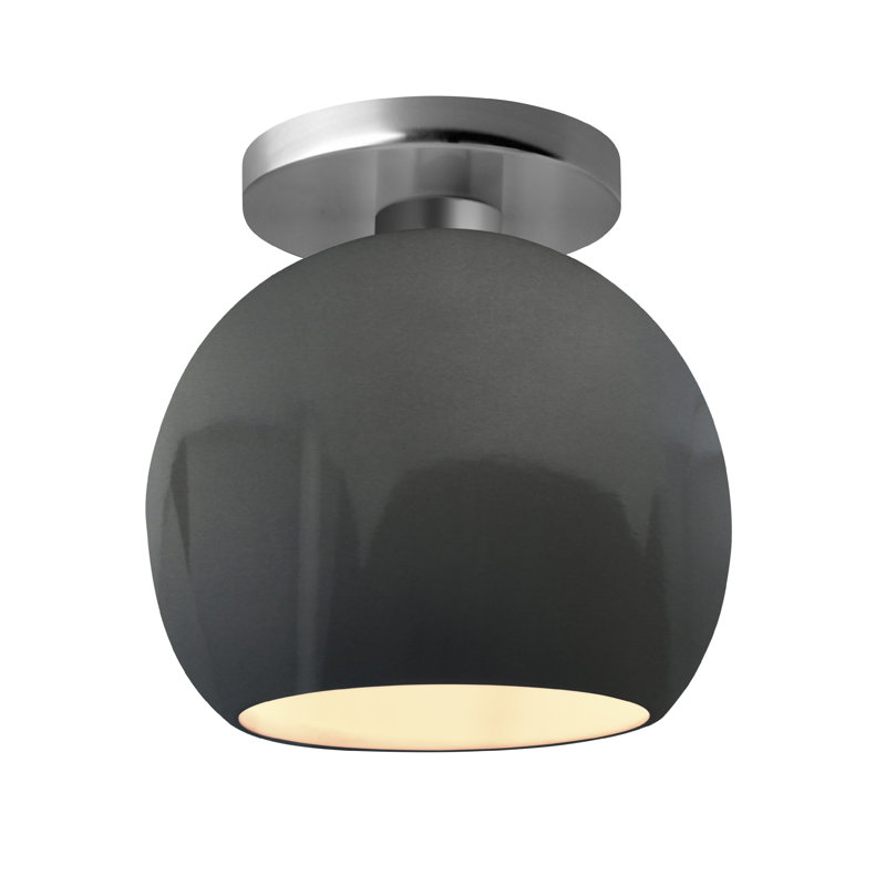 Radiance Ceramic Semi Flush Mount, 9" H x 10" W x 10" D, Gloss Gray, Brushed Nickel