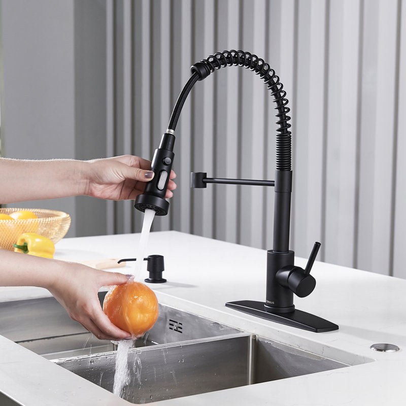 Robinet de cuisine rétractable avec accessoires FORIUS, Noir