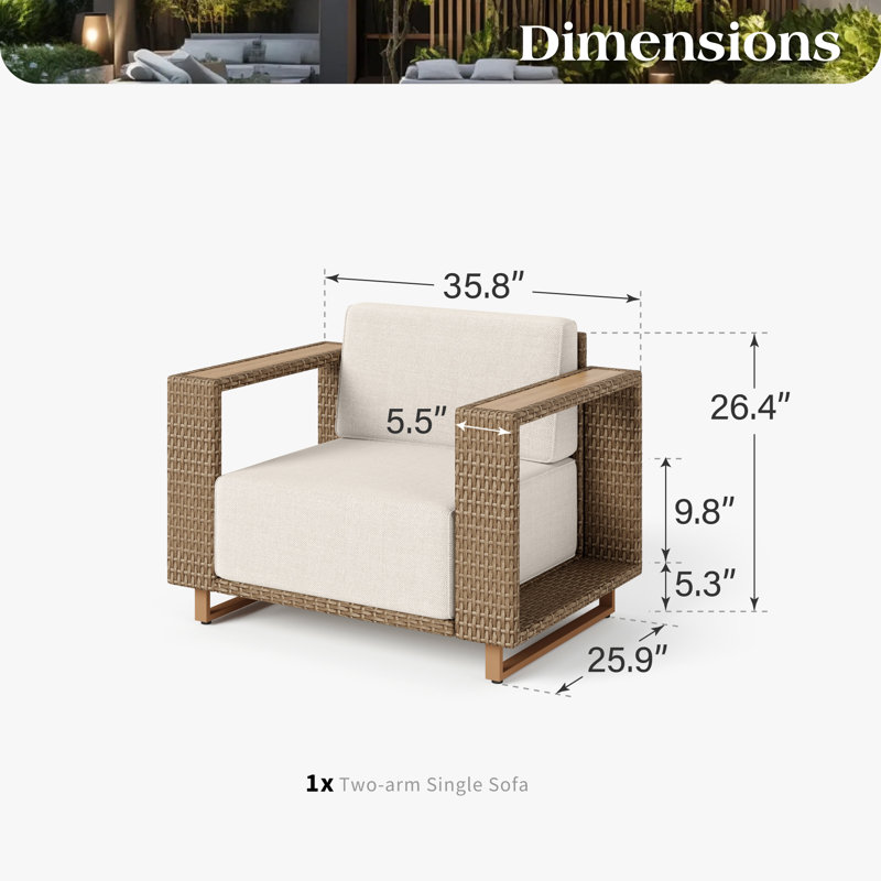 Chaise simple en rotin avec accoudoirs doubles