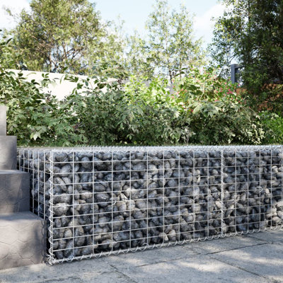 Gabion Basket Silver Galvanized Iron Large Durable Outdoor Planter Garden
