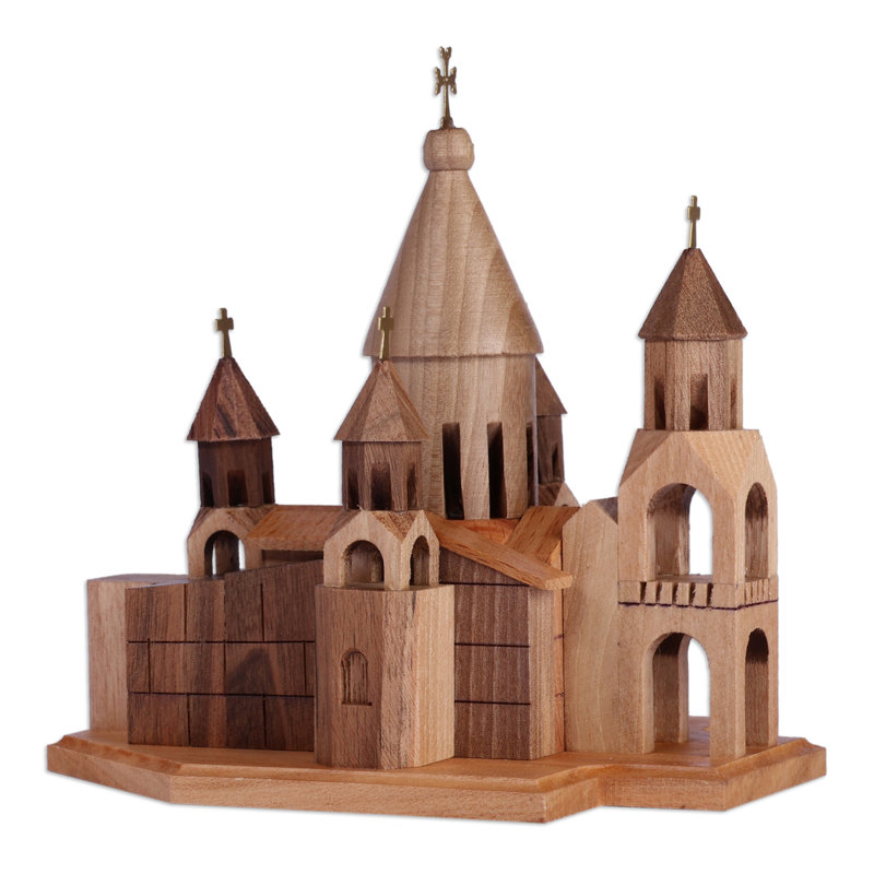 Gracie Oaks Handmade Etchmiadzin Cathedral Wood Sculpture