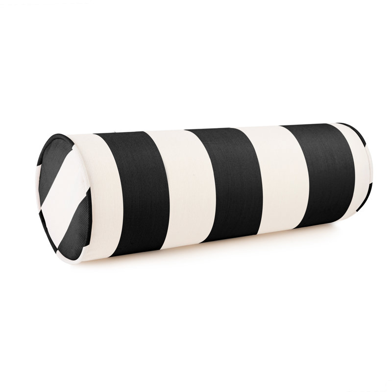Austin Horn Classics Sunbrella Maxim Heather Beige Cabana Stripe Zippered Neck Roll Bolster (set Of 2), Black