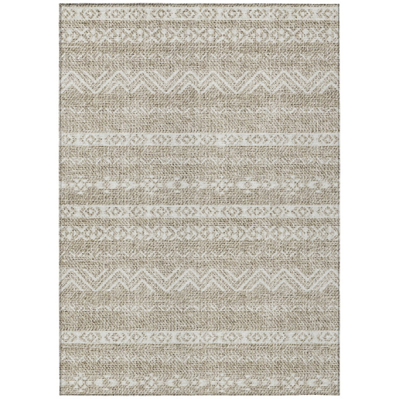 Tapis lavable intérieur / extérieur 5 pi x 8 pi ivoire Southwestern