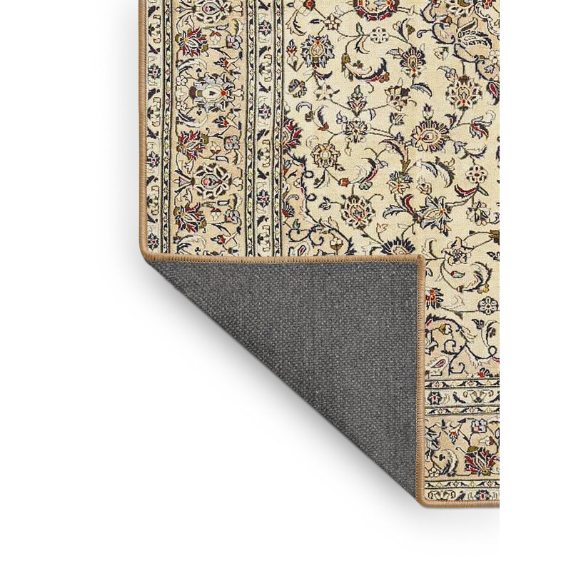 Tapis beige/noir traditionnel Borlänge, Rectangle 4 pi x 6 pi