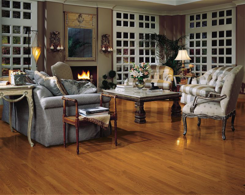 Parquet en chêne massif de 5/16 po d'épaisseur x 2 1/4 po x de longueur variable, Rhum au beurre / caramel anglais