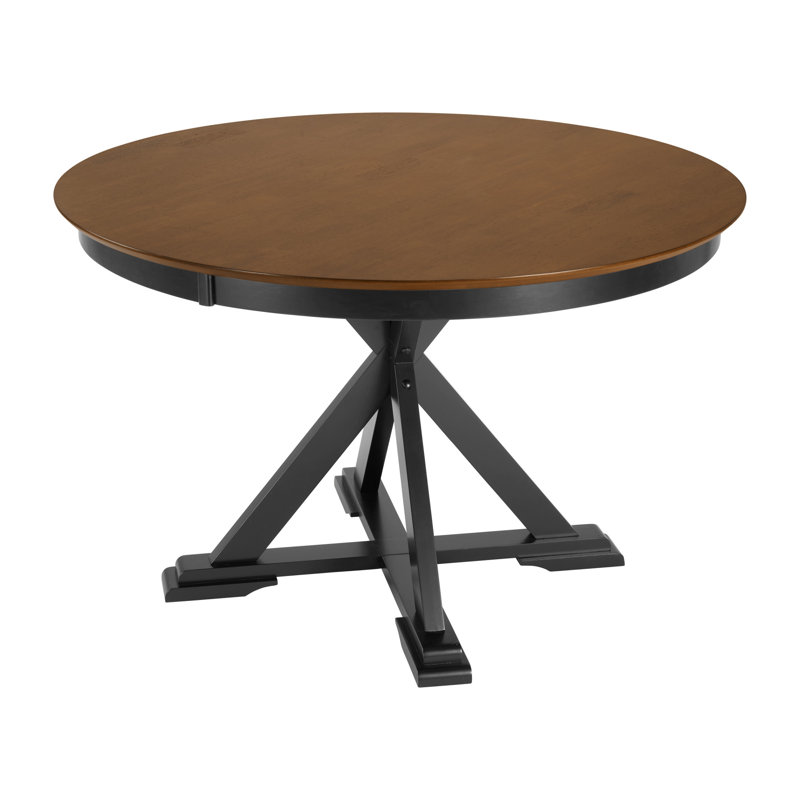 Sterling 45W Transitional Round Trestle Dining Table, Black