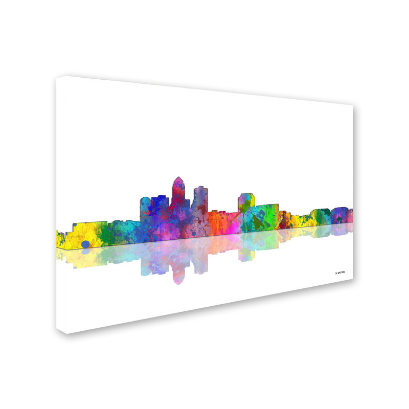 Des Moines Iowa Colorful Skyline Canvas Art