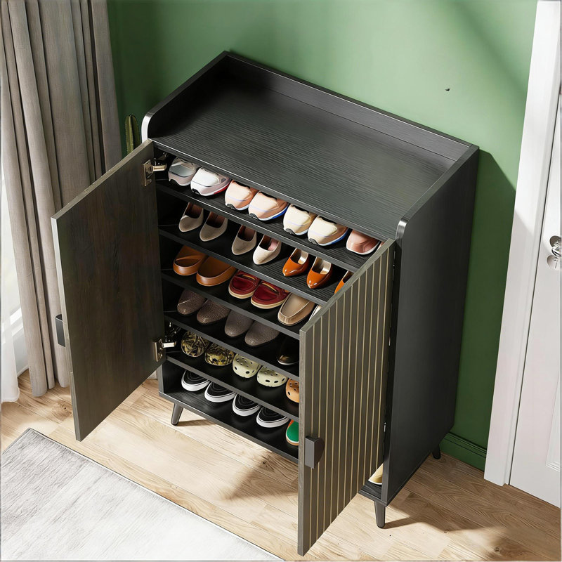 Flexible Storage Cabinet,Shoe Cabinet,Shoe Organizer, Black+Gray, 43.31"H x  29.53"W x  14.57"D