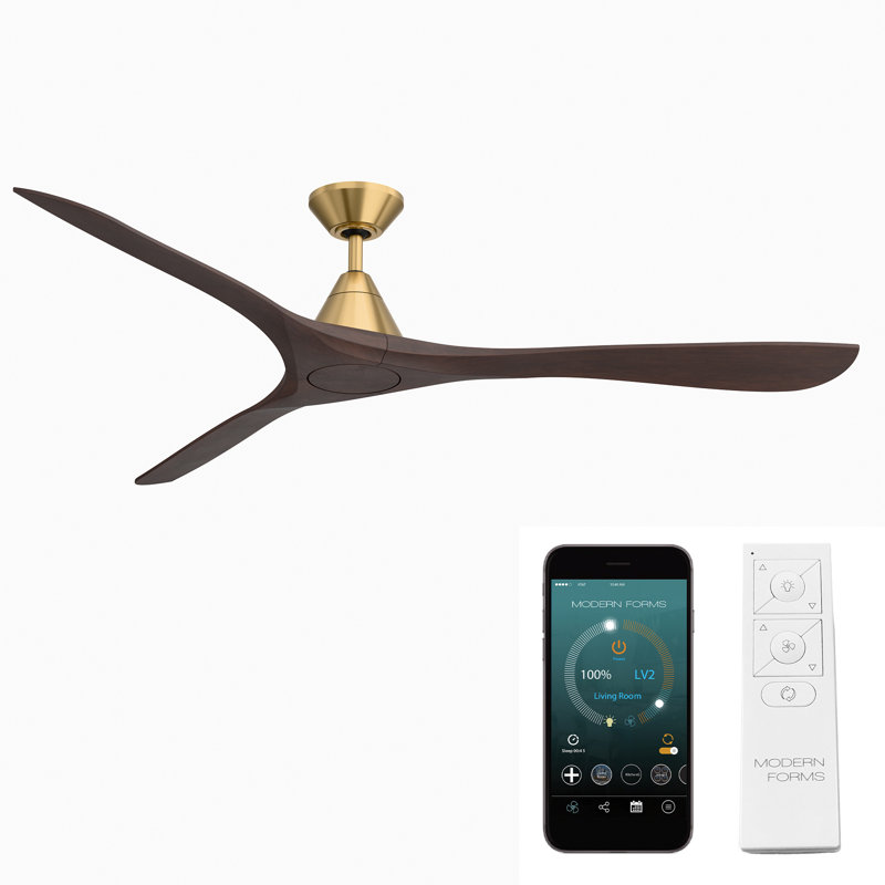 Ventilateur de plafond intelligent à 3 pales en bois naturel Carve avec télécommande incluse, 72"