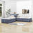 Twin Size 2 Drawers Upholstered L-shaped Platform Beds with Trundle