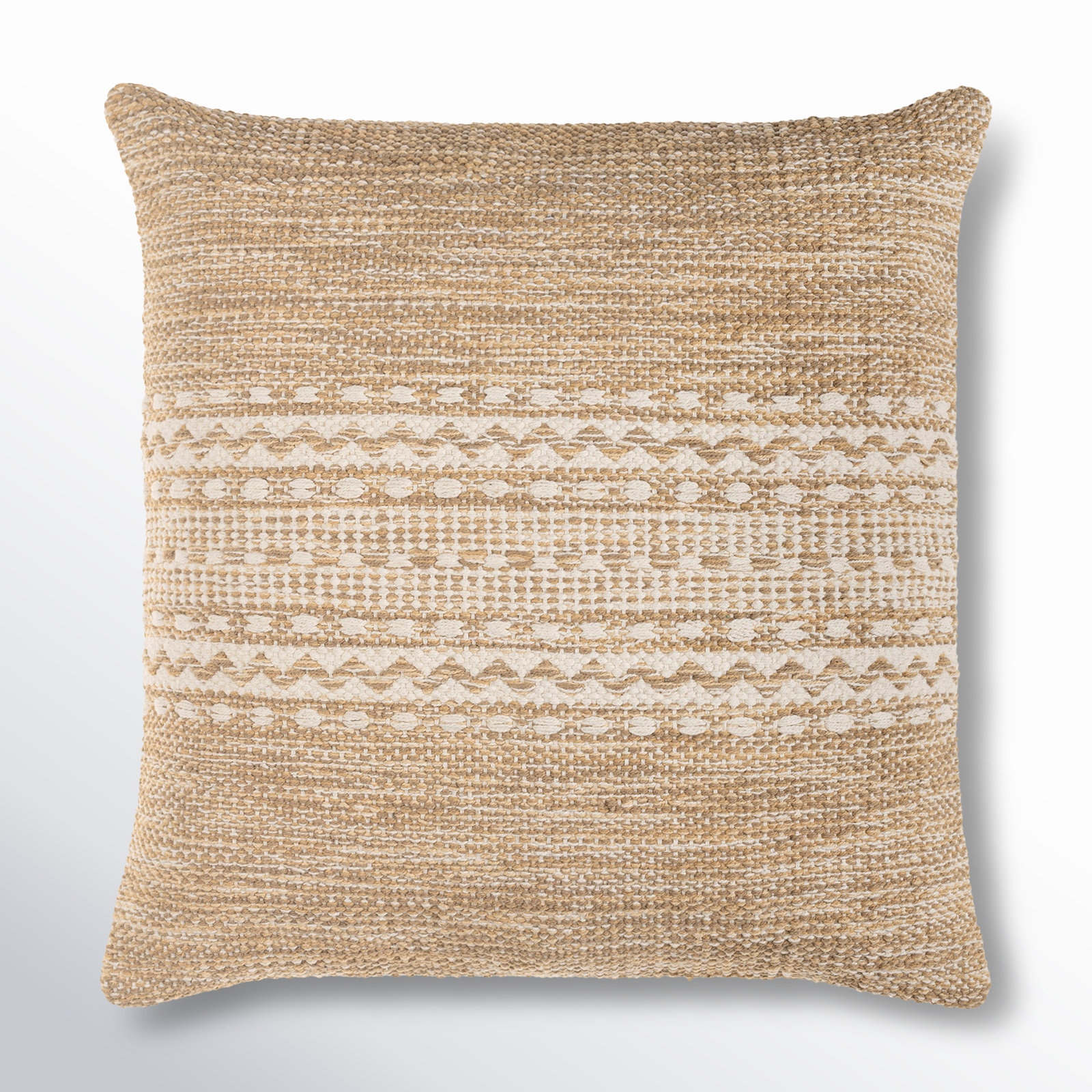 Julian Geometric Cotton Throw Pillow, Tan, Down, 18" x 18"