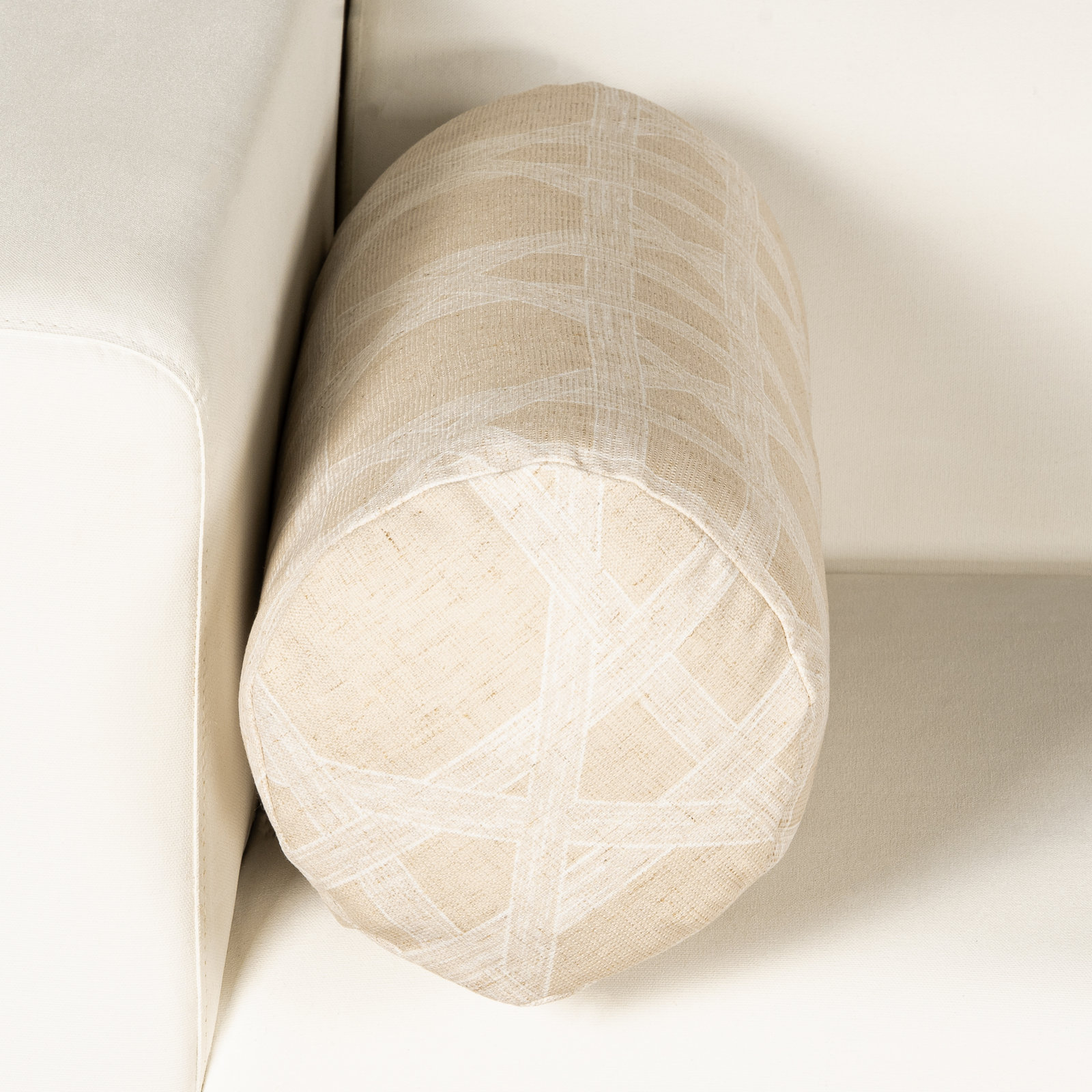 The Basket House Striped Linen Throw Pillow, Polyester, Bolster 8"H x 21"W