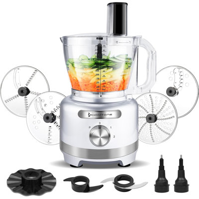 Robot culinaire 16 tasses 600W 9 fonctions 7 pales pour trancher, déchiqueter, frites, hacher de la viande et pétrir l'argent