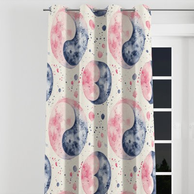 Rideaux de fenêtre pour filles - 1 panneau de rideau moderne à œillets Yin Yang