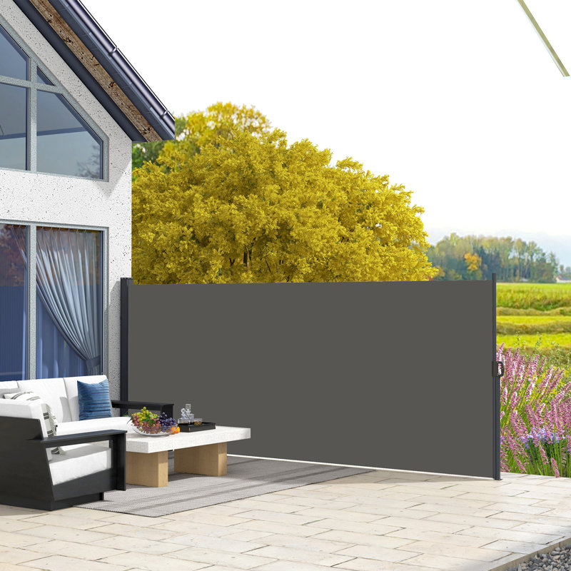 Dakota Fields 400cm W Polyester Cover Retractable Freestanding Awning, 180cm H x 400cm W x 18.5cm D, Grey