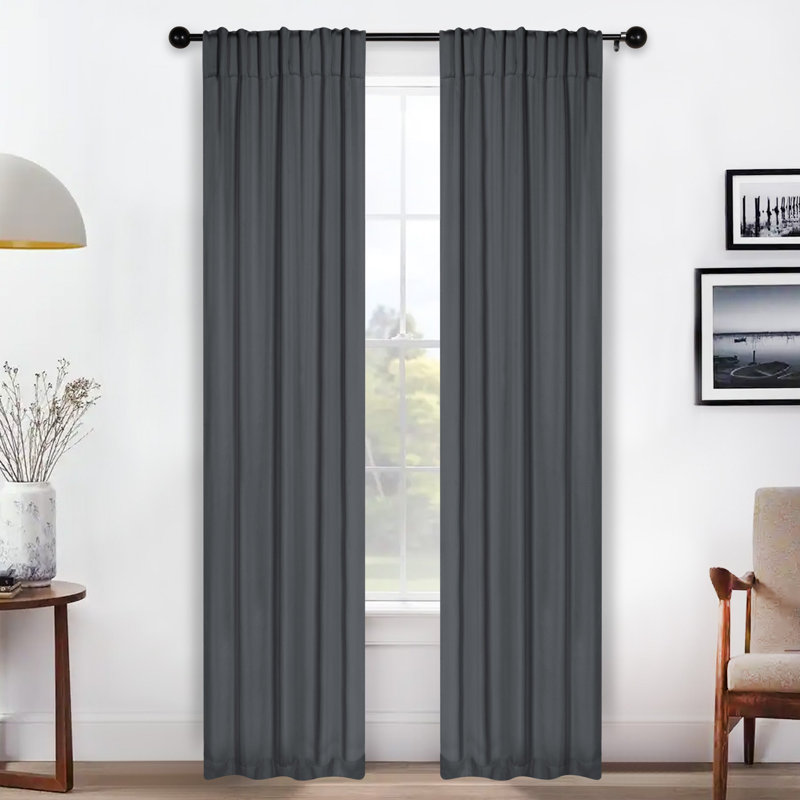 Rideaux obscurcissant et passe-tringle Levatt Classic, Gris, L 26 po x L 84 po