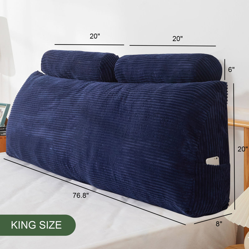 Coussin de lecture Wedge, H 20 po x l 76 po, Bleu