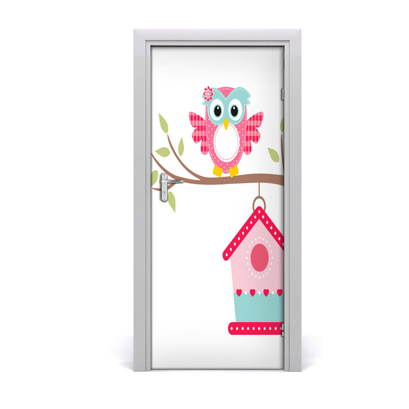 Owl Branch Door Decal, 205cm H x 85cm W