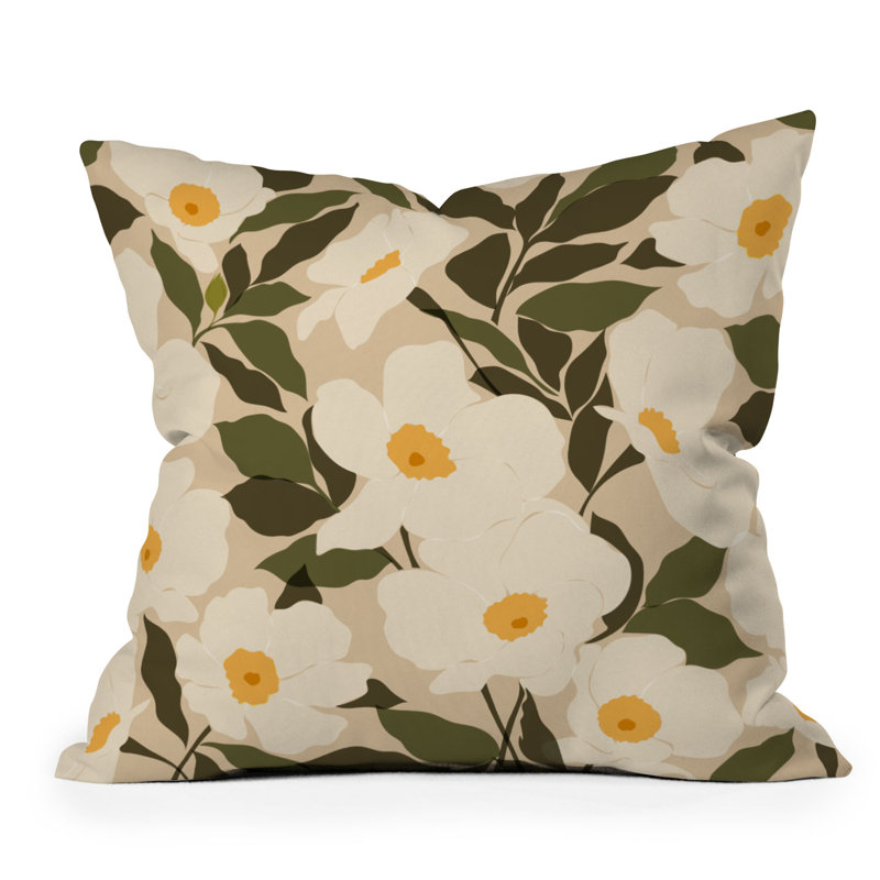  Coussin décoratif floral intérieur / extérieur en polyester, 16 po x 16 po
